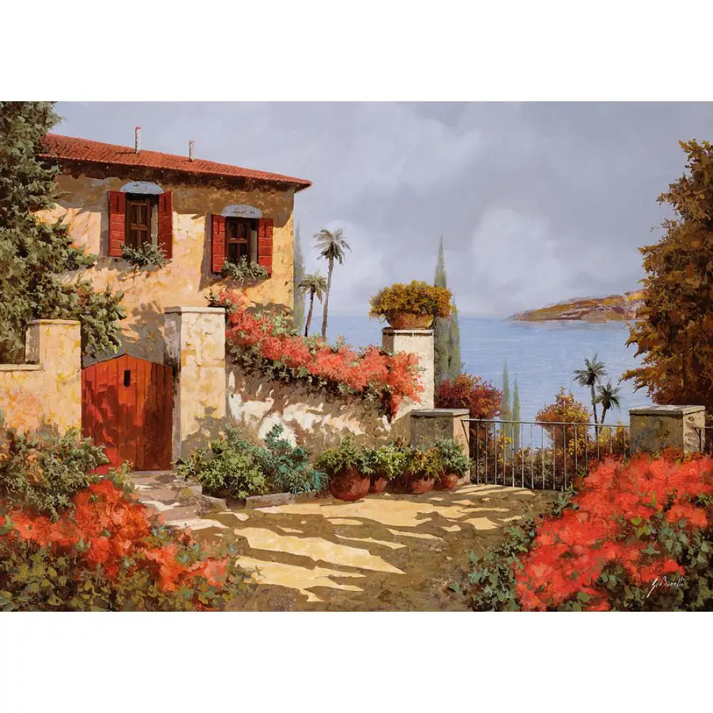 Koop Mediterrane Canvas Olieverf Landschap Pictures De Rode Tuin Art Voor Thuis Wanddecoratie