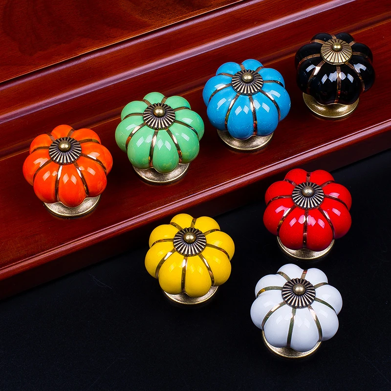 5 шт. красочная Тыква керамические ручки для шкафчиков мебельные прекрасный