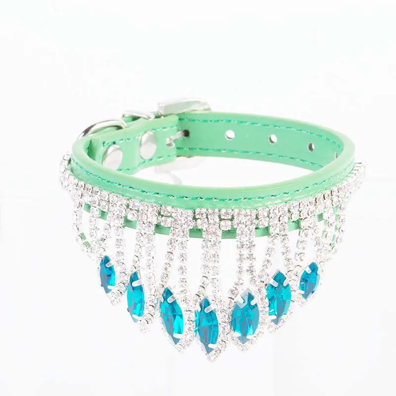 Bling ювелирные изделия с алмазами Роскошные ошейник для собак кожаный для свадьбы Удобная Собака цепочки и ожерелья домашних животных Прочный воротник дл