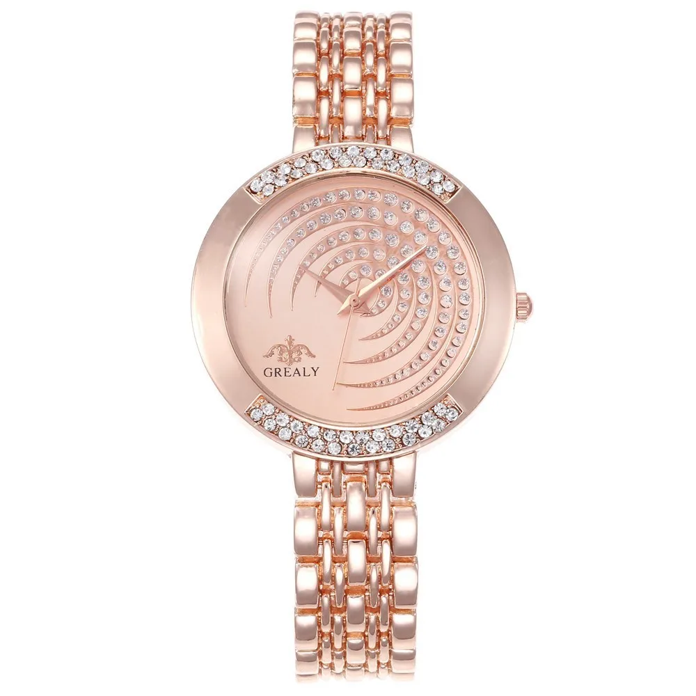 Rose gold Лидер продаж, брендовые роскошные женские часы с браслетом, модные кварцевые часы с кристаллами, стразы, женские повседневные часы под платье, спортивные наручные часы, Reloj Mujer - Цвет: Rose gold