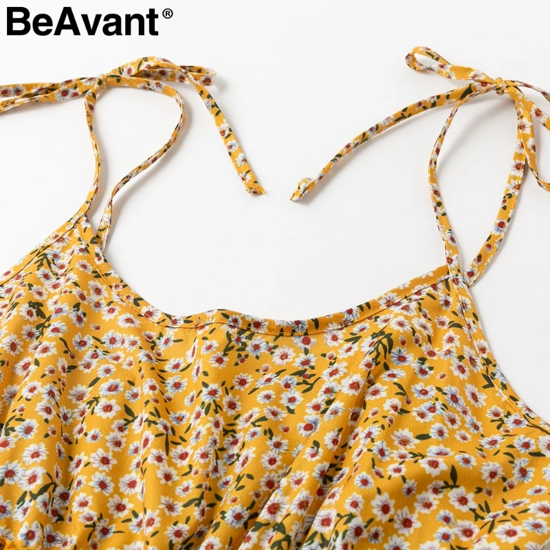 BeAvant Boho Цветочный принт летнее платье для женщин элегантное на тонких бретельках