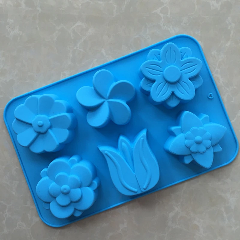 Шоколадная форма для торта декоративная выпечки силиконовая 6-типы цветы ручной