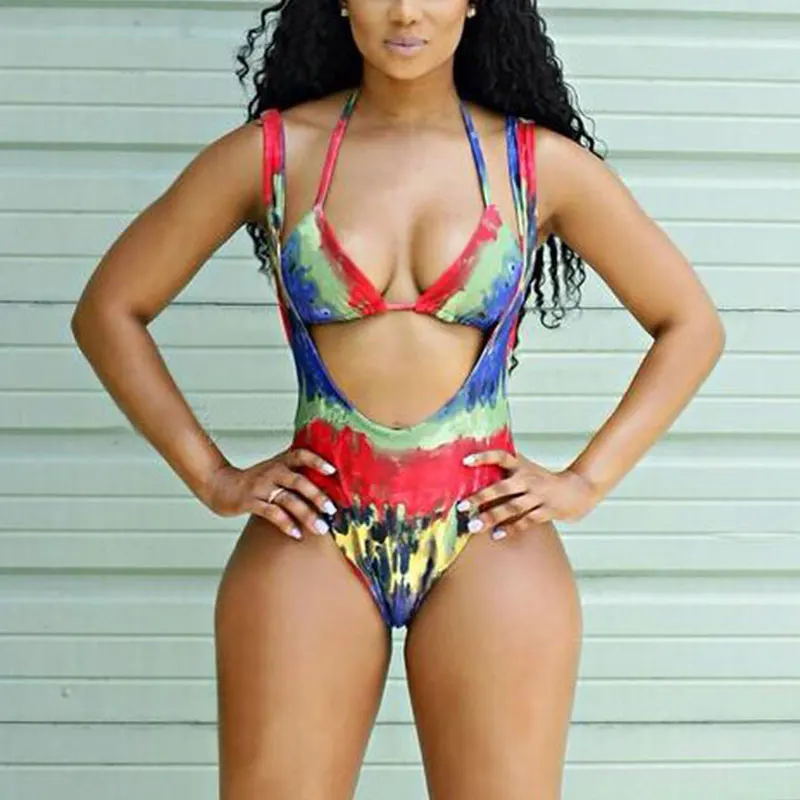 Printed Swimwear HELLO, пляжный цельный купальный костюм с высокой посадкой, женский купальный костюм, монокини, с принтом, трикини, купальный костюм, maillot de bain, цельный - Цвет: Printed Swimwear