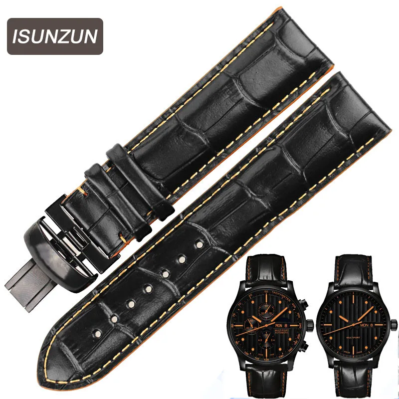 ISUNZUN Watch Straps For Mido M005430A M005 Genuine leather Watch Band Nato Leather Strap Watches AccessoriesWatchbands