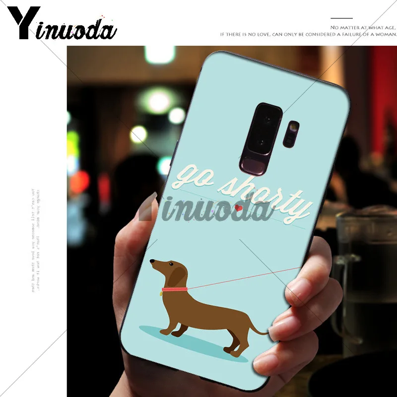 A14 Yinuoda Animals Dogs Dachshund Black Soft Shell Phone Cover for Samsung S9 S9 plus S5 S6 S6edge S6plus S7 S7edge S8 S8plus - Цвет: A14