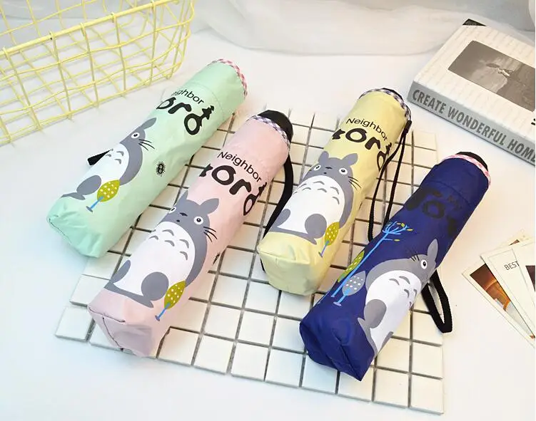Креативный Зонт Totoro солнце и дождь рекламный мультяшный с котом 3 складных зонта