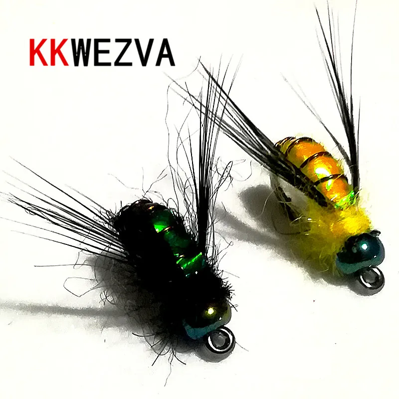 KKWEZVA 20 шт . приманка для рыбалки #8 черные крючки материал яркая кожа пчела Нимфа