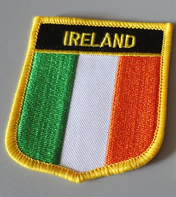 Badge Shield Patch Нашивки с вышитым национальным флагом и значок с металлическим флагом, Ирландия - Цвет: Badge Shield Patch