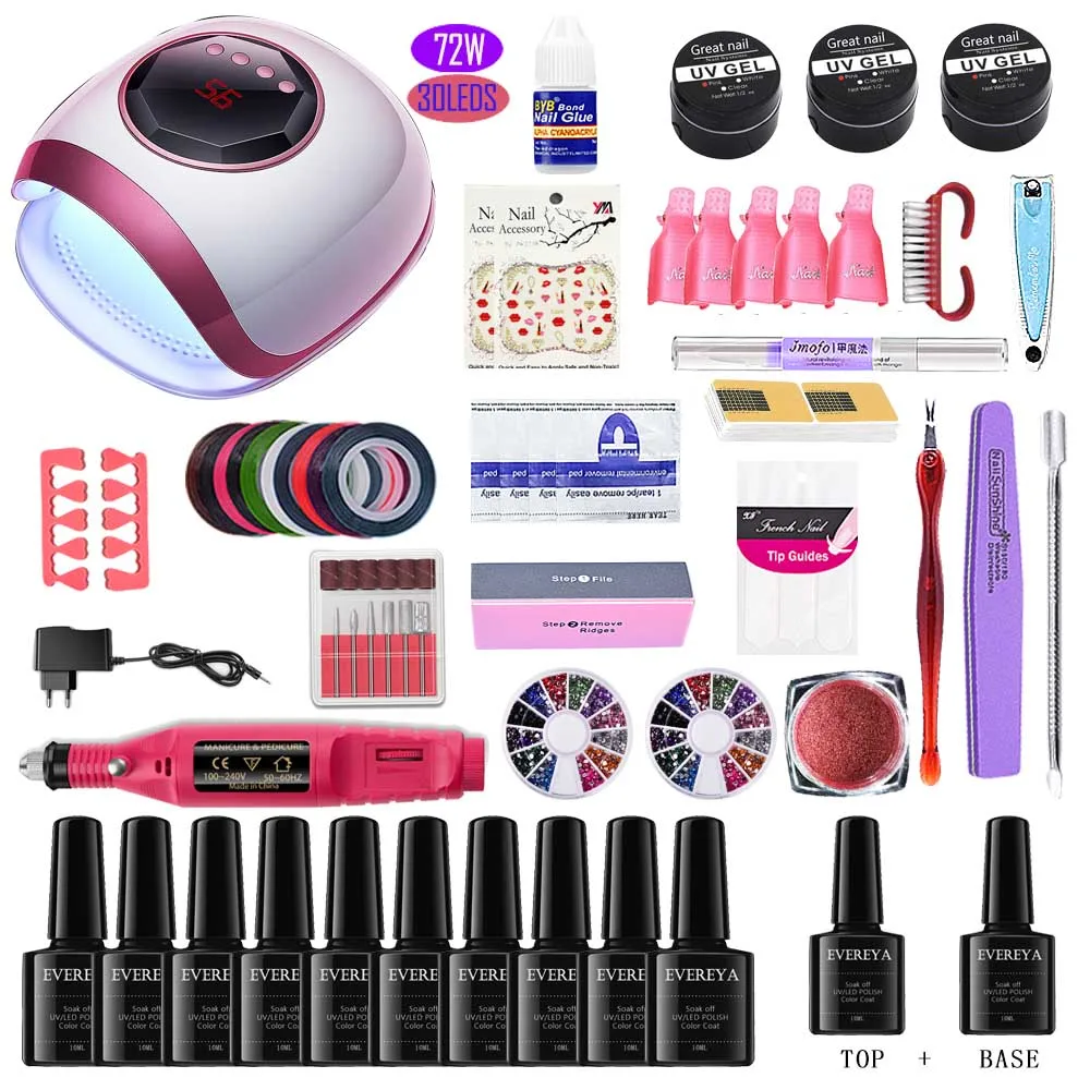Маникюрный набор для ногтей маникюрный Комплект гель лаков дизайна 72 Вт/48 Вт/36 Вт