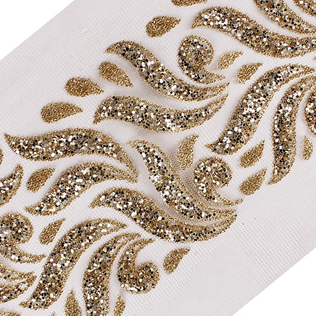 

T2553 Gold Trimming Bridal Dress Applique Decorative Lace Trim Tape Sewing Apparel Accessories 5Y