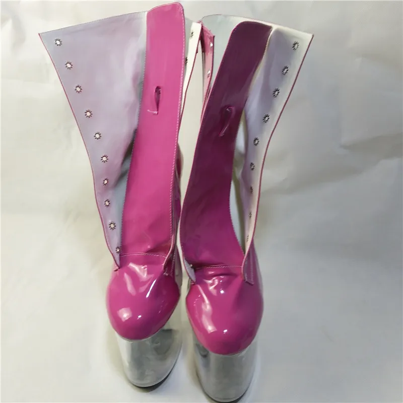 

20 cm of elegant chic transparent sole, high heel women ankle boots 8 inches heel boots