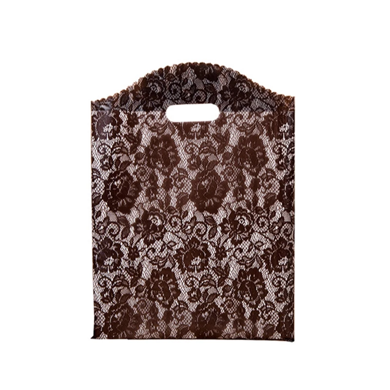 50PCS / LOT More Pattern Plastic Bag With Handles Wedding Gift Thick Boutique Shopping Packaging Handle | Багаж и сумки