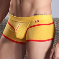 4003 PJ yellow Ванцзян Гей Мужские трусы боксеры шорты Для мужчин s Нижнее белье Боксеры строка Homme Для мужчин s сексуальное нижнее белье нейлон пикантные Homme Cuecas 4003 PJ - Цвет: 4003 PJ yellow
