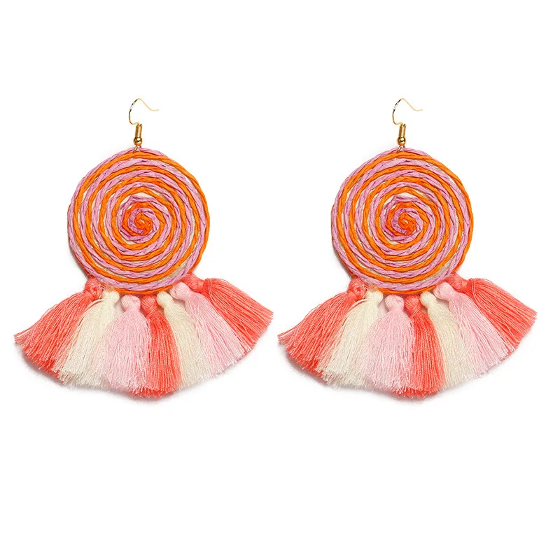 6 Color Rhinestone Earrings Long Tassel Drop Luxury Geometry Cloth Earring Women Party Jewelry Gift Qw-72 | Украшения и