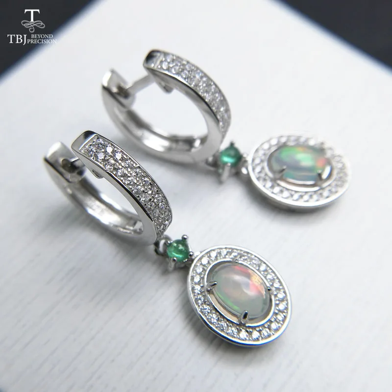 TBJ 2019 новые классические серьги с застежкой натуральным опалом и зелёный