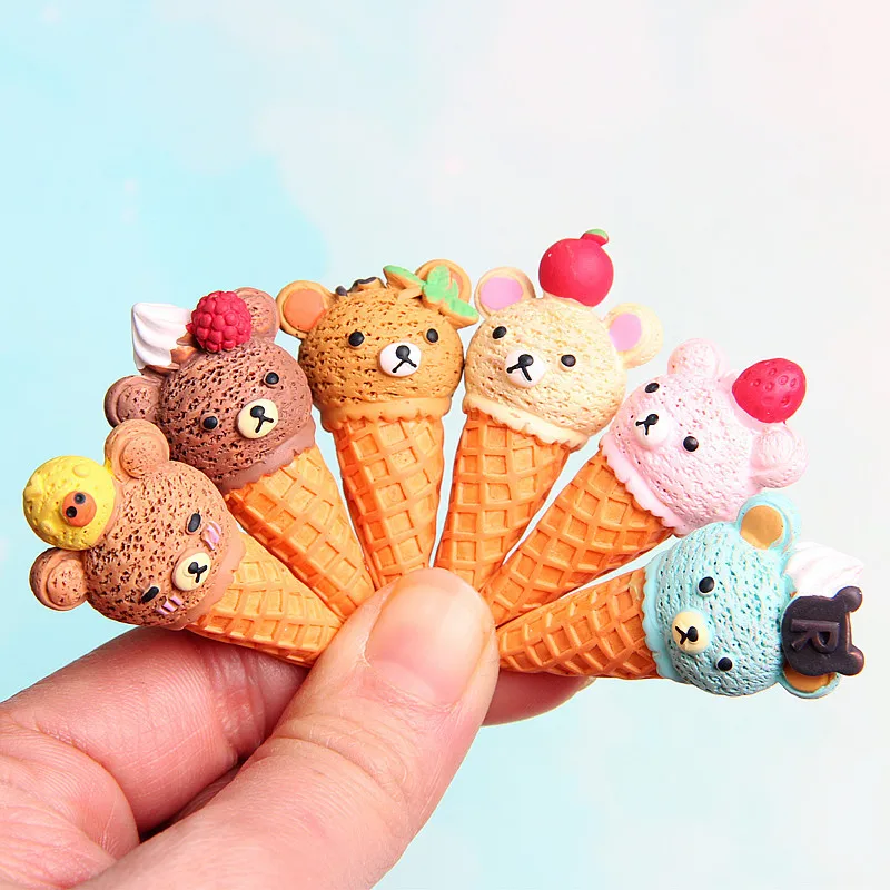 

1Pcs Cartoon bear cone Polymer Slime Charms Lizun Modeling Clay DIY Accesorios Plasticine Toy For Childern Slime Supplies Filler