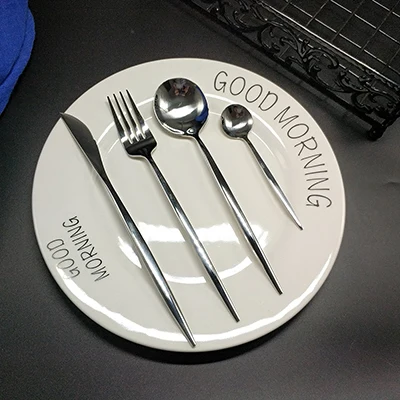 silver 6 set Горячая 16/24/32pcs столовые приборы из нержавеющей стали cubiertos tofok dorados де inoxidable faqueiro dourado вилки, ножи, ложки комплект - Цвет: silver 6 set