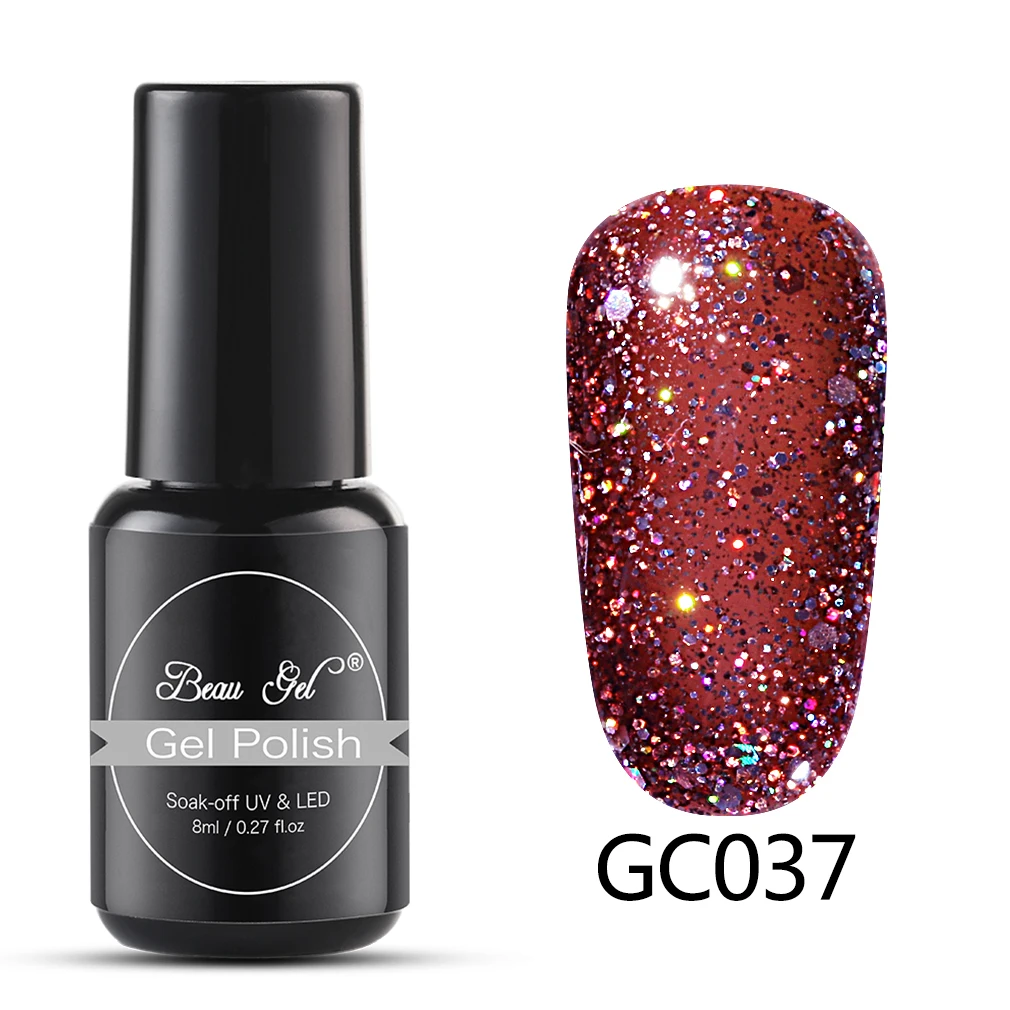 GC037 Beau гель 8 мл гель для ногтей бриллиантовый блеск с ультрафиолетовым свечением Гель-лак для ногтей светодиодный светильник гель лак Полупостоянный Гель-лак грунтовка для ногтей - Цвет: GC037