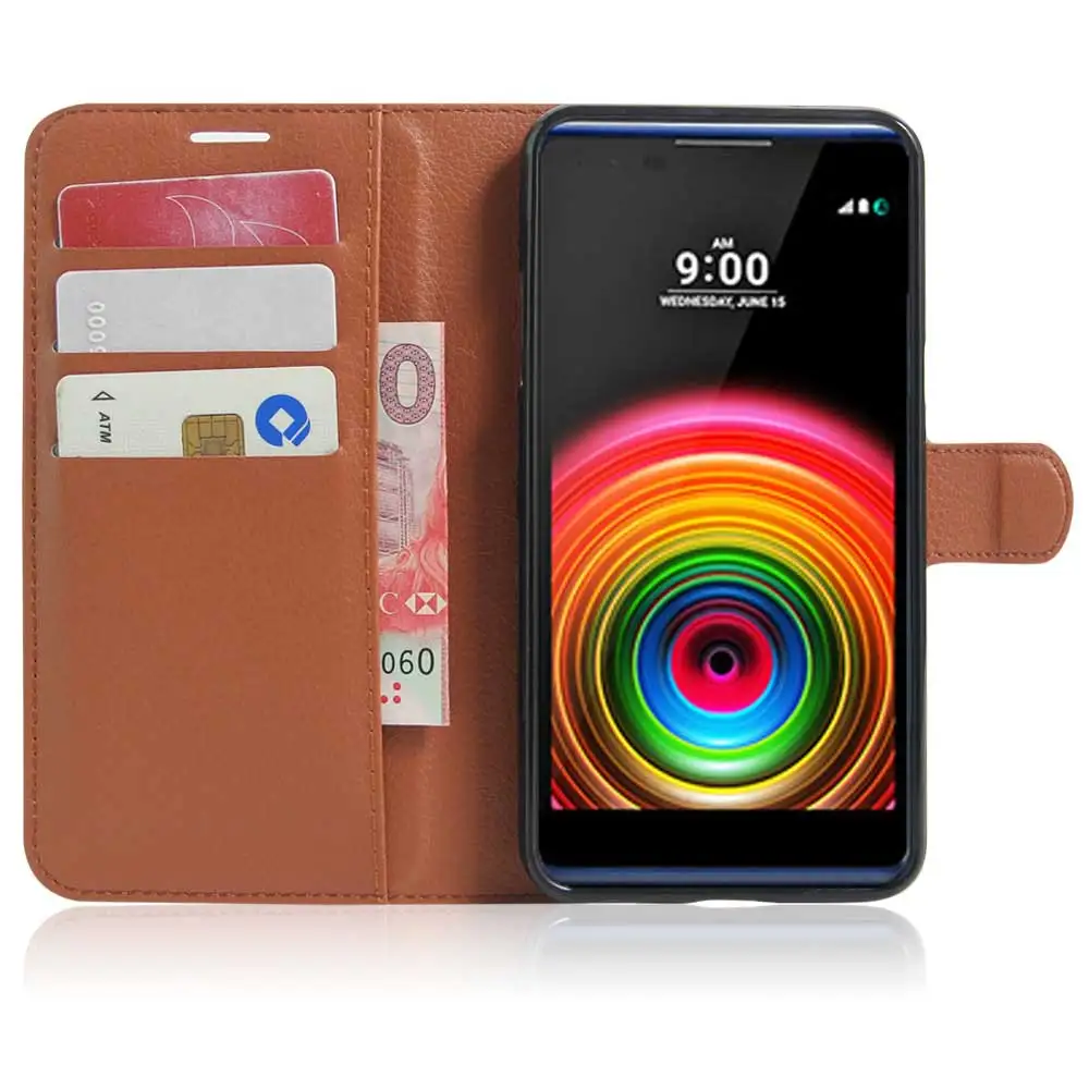 Yinghui Роскошный кожаный чехол для LG X Мощность 5.3 дюймов телефон Чехол подставка