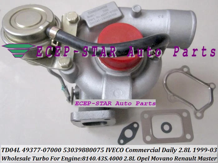 Турбокомпрессор Turbo TD04L 49377-07000 454126 751578 53039700075 53039700034 для IVECO Daily 99- 814043S4000 8140 43 S.4000 2.8L