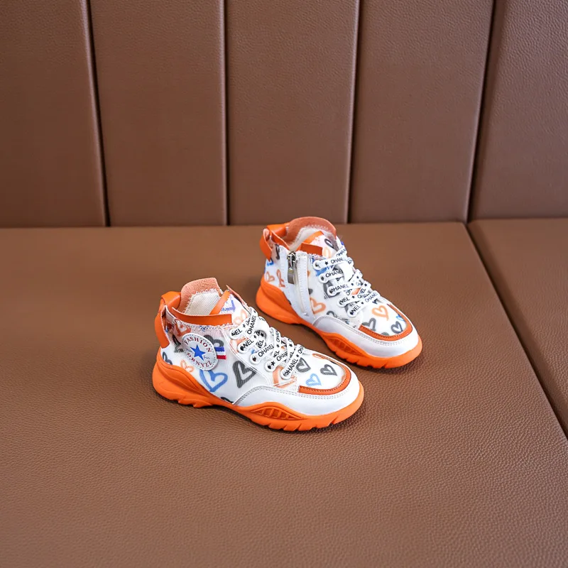 Осень 2019 г. модные высокие кроссовки для девочек с бантом малышей маленьких и