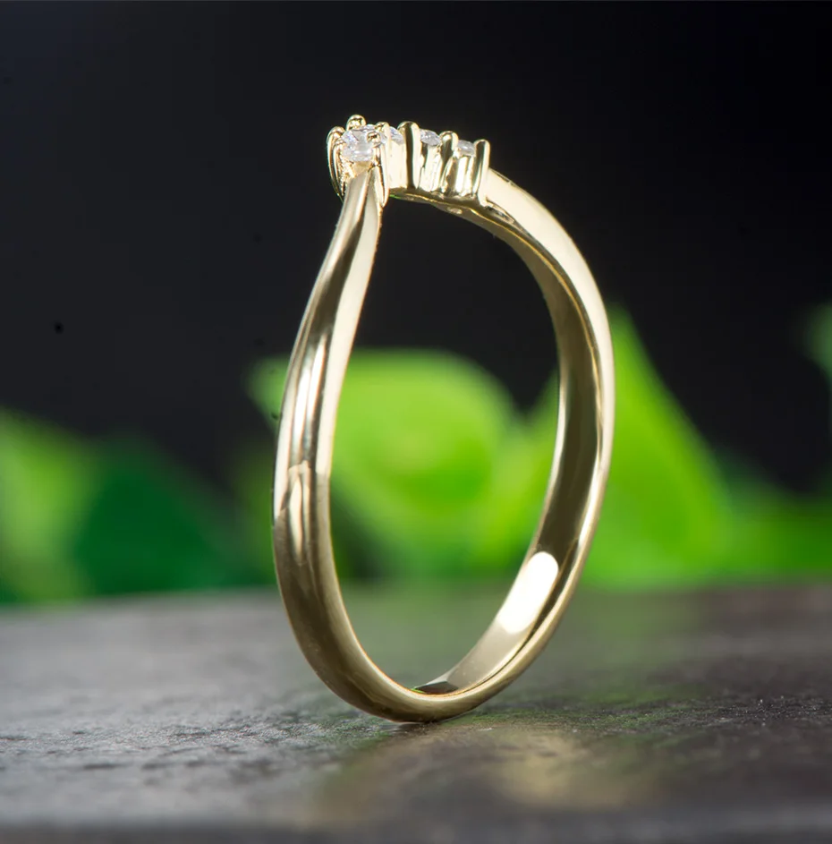 Kuolit 10 к Желтое золото кольца с муассанитом для женщин Лаборатория Grown Diamond Ручная настройка кольца обручение подарок хорошее ювелирное изделие