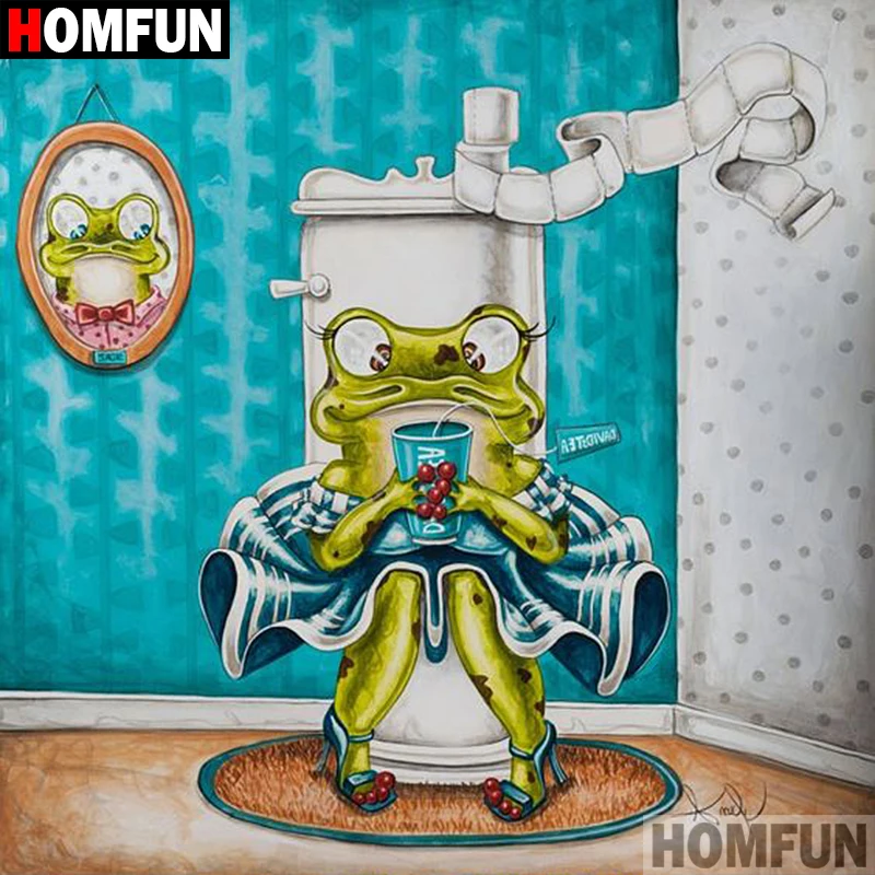 Алмазная 5D картина HOMFUN сделай сам полноразмерная/круглая вышивка Туалет лягушка