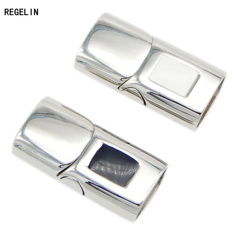 

REGELIN 1pcs Silver Tone Stainless Steel 12X6.2 MM Bracelet Clasps Jewelry Findings Leather Cord Rope Women Men Bracelets Making