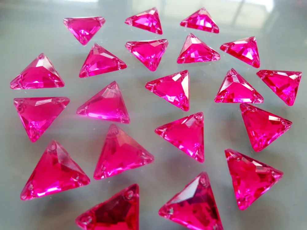 Высокое качество розовый красный цвет треугольная форма 12 мм пришитые