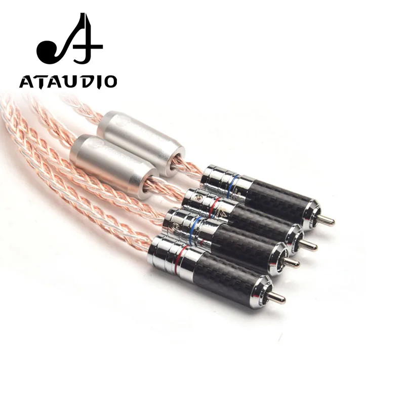 ATAUDIO 7N OCC серебристый и медный Hifi RCA кабель Hi end 2RCA штекер соединительный 1 м 2 3