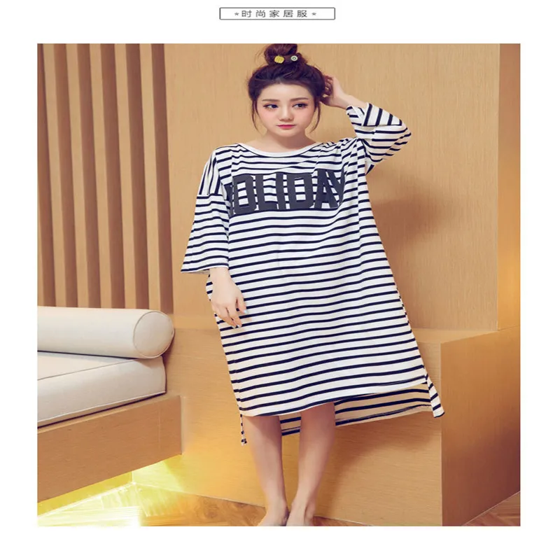 

2018 hot sell loose lovely Long Spring&Summer style Nightgown For Girl Women O-neck Sleepshirts AW7418