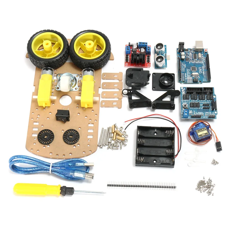 Горячая Распродажа 2017 DIY L298N 2WD ультразвуковой умный отслеживающий Moteur робот