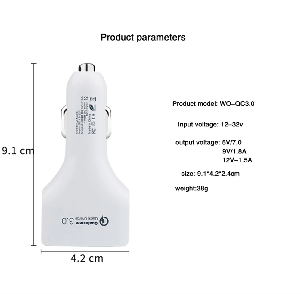 Автомобильное зарядное устройство QC 3 0 с USB автомобильное для iPhone XS Max Samsung S8 Xiaomi |