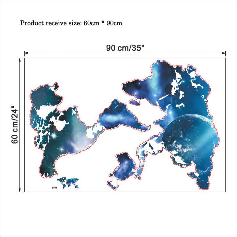 3D наклейки на стену с изображением голубой планеты карты мира для детской
