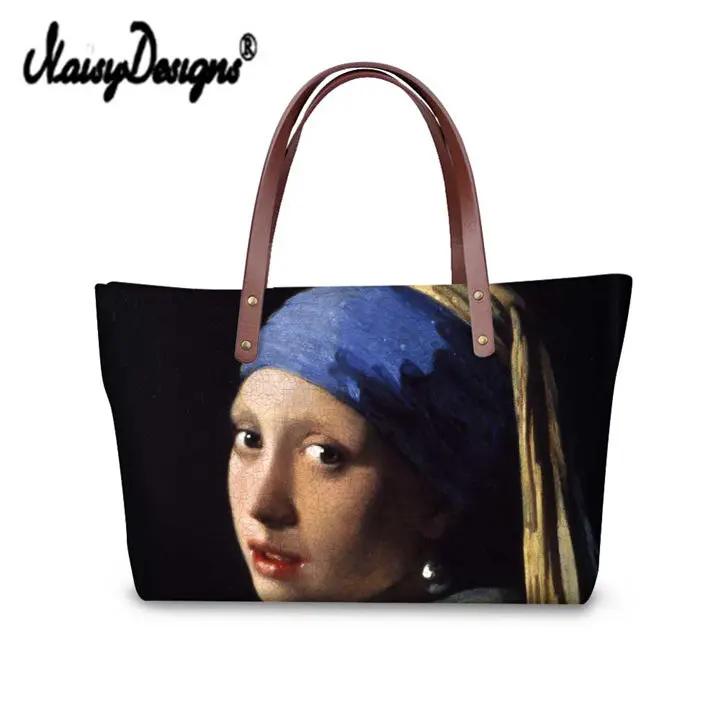 LMQ360AL Женская сумка для покупок Van Gogh Mona Lisa на заказ сумки Прямая неопреновые большие сумки Tote Bolsa Feminina Sac a Main Crossbody - Цвет: LMQ360AL