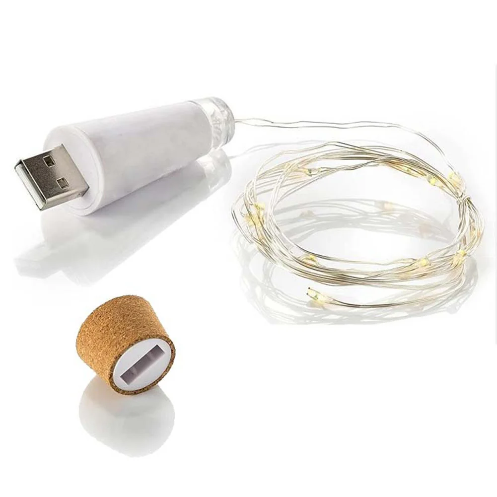Новинка 1 шт./4 шт. 5 м 15 светодиодов 150 см USB перезаряжаемая пробковая гирлянда для
