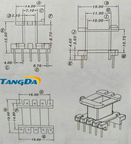 

Шпулька Tangda EE19 core EE EE19W, магнитное ядро + каркас, магнитные Ферриты, 10 контактов, 10P, 5 + 5 трансформаторов, расширение, вертикальная