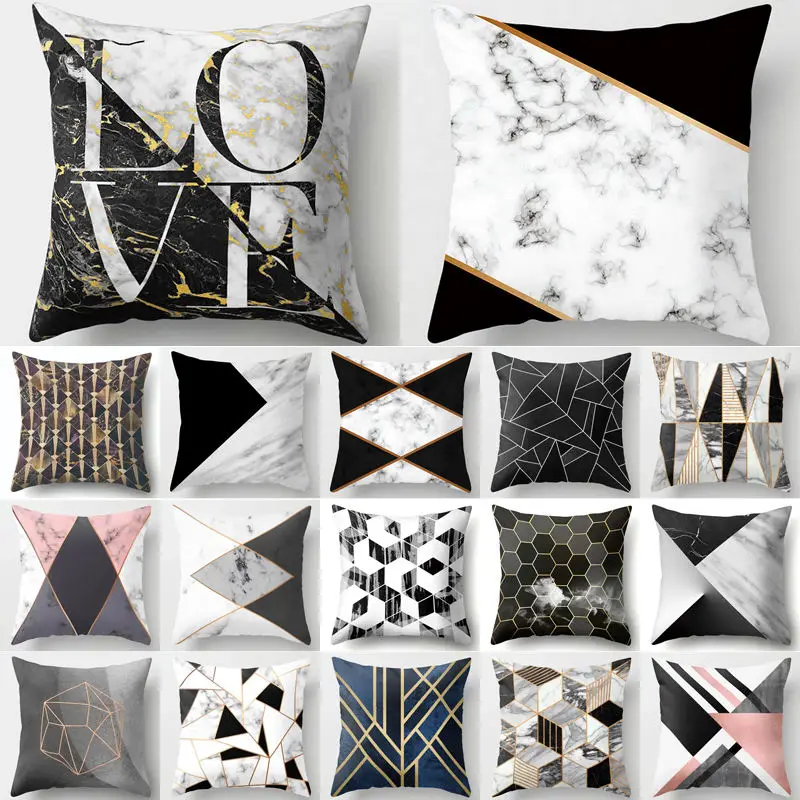 

Geometric Marble Sofa Decorative Cushion Cover Pillow Pillowcase Polyester 45*45cm Throw Pillow Home Car Decor Pillowcover 40507
