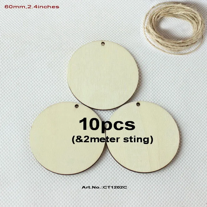 60 MM(2.36In)10pcs 50 мм/60 мм/76 мм/101 мм/120 мм пустое дерево круглое ожерелье круглые деревянные диски с отверстием Tags-CT1202 - Цвет: 60 MM(2.36In)10pcs