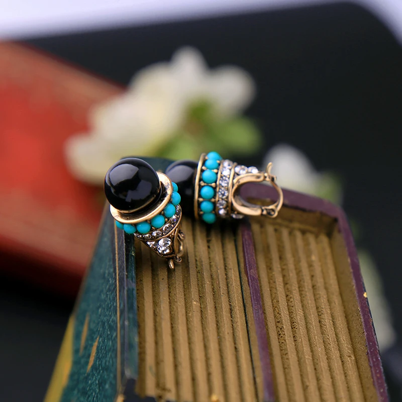 Оптовая цена модные женские большие черные серьги массивные циркониевые с