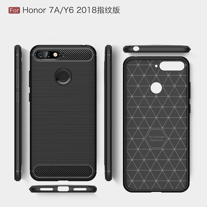 

Carbon fiber silicon case for Huawei honor 7a pro fundas brushed rugged armor tpu cover AUM-AL29 coque etui husa tok kryt puzdra