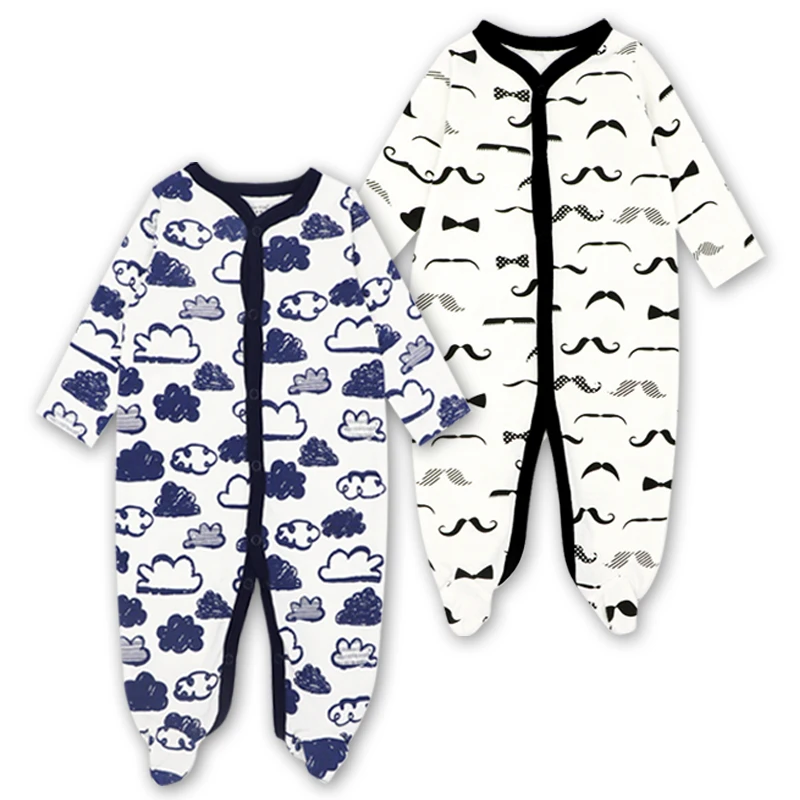

2 Pack Sleepsuit For Newborns Boys And Girls Long Sleeved Cotton Footies Jumpsuits Baby Pajamas Newborn Baby Clothes