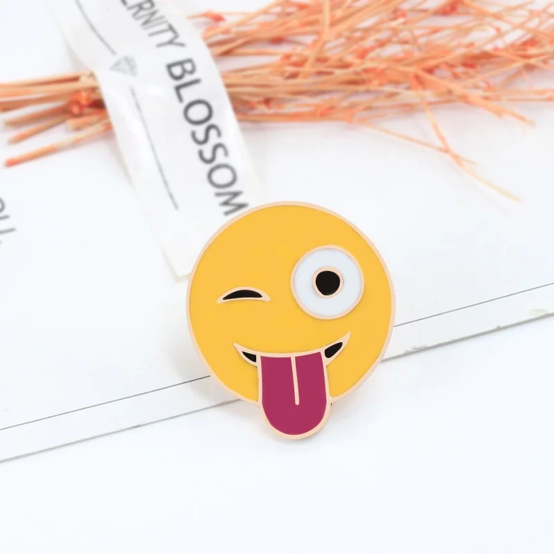 Дропшиппинг забавные Броши Булавки чат Эмодзи Смайл поцелуй говно язык эмаль