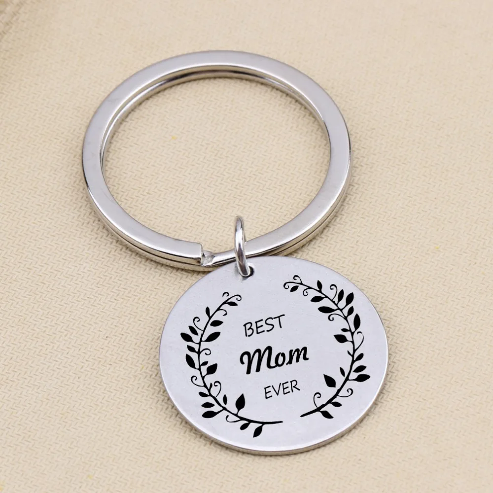 Новый брелок из нержавеющей стали с надписью Best Mom Ever цепочка для ключей листьями