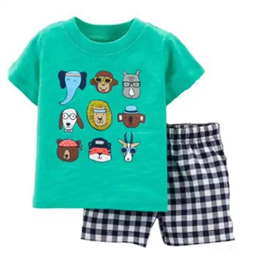New Baby Boy Tee Shirt + Pant 2-Pieces Clothes Suit Toddler Outfit 100% Cotton Sea Animal Children T-Shirt Shorts Summer Sets |