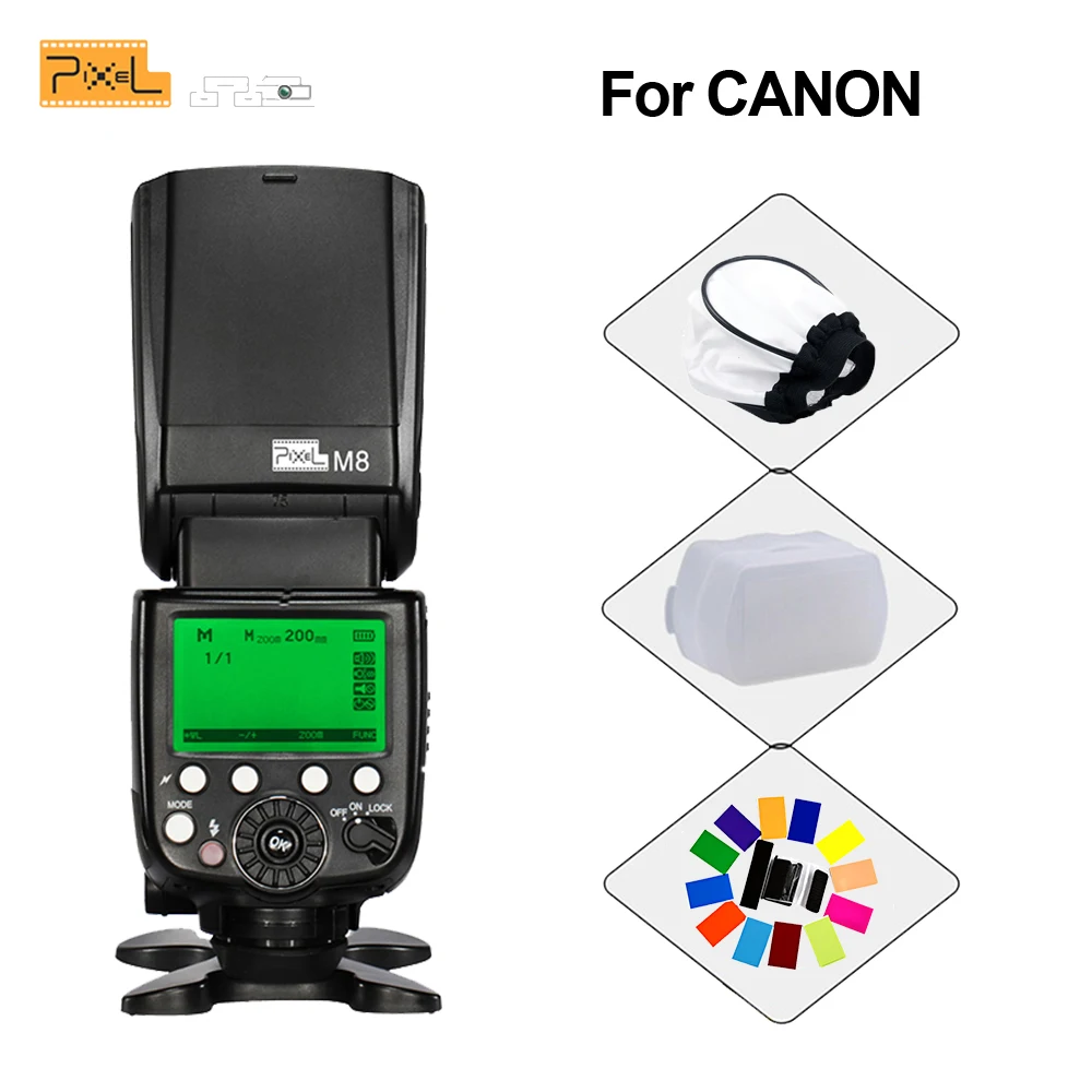 PIXEL M8 LCD GN60 высокопроизводительная Беспроводная вспышка Speedlite для Canon 1100D 1000D 650D 5D2 5D