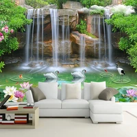 custom photo wallpaper 3d nature scenery waterfall swan mural living room tv sofa backdrop wall decor wallpaper roll for wall 3d