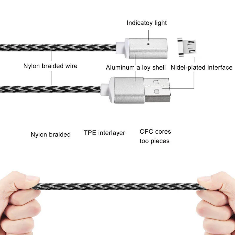 1/2/3 М Micro USB зарядный кабель Магнитный для Xiaomi Huawei Android Быстрая зарядка провод Samsung