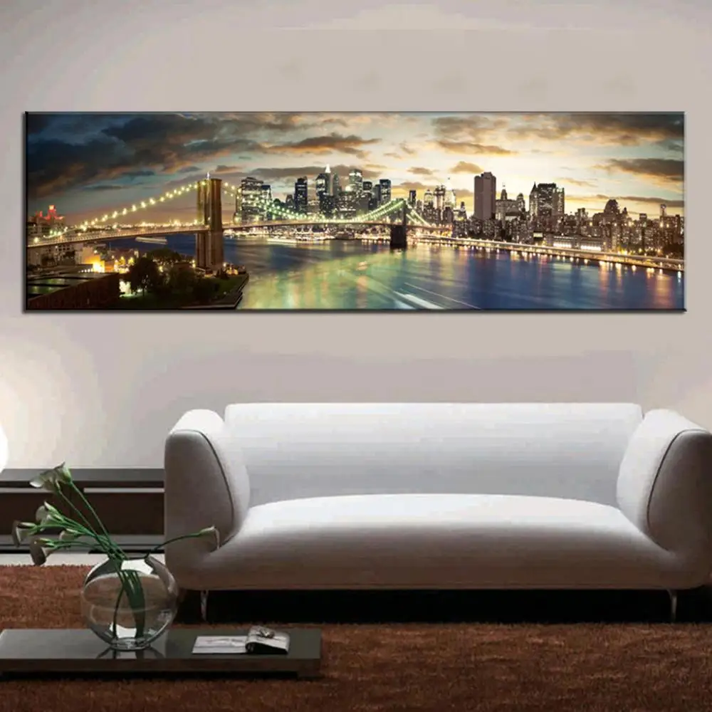 Super Large 1 PCS Wall Picture Single Living Room Decorative Canvas Painting The Brooklyn Bridge | Дом и сад