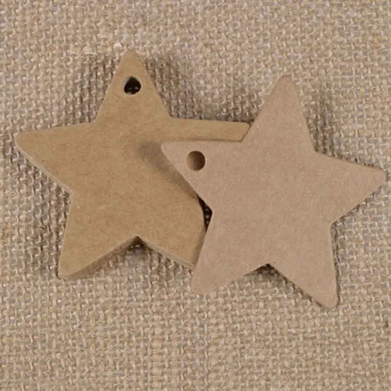 

Star Kraft Paper Wedding Christmas Halloween Party Favor Price Gift Card Label Luggage Paper Labels Tags Handmade 100pcs/lot
